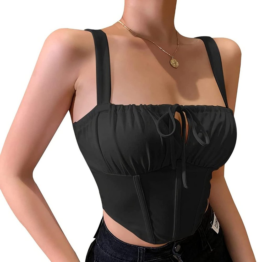 Stan's Sleeveless Front Tie Croptop Black